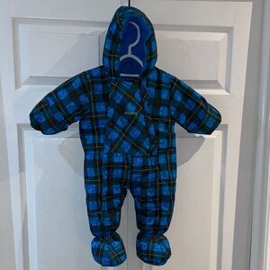 Gusti Canada Infant Boys 1 Piece Winter Snowsuit Blue Black Plaid Size 9 Months